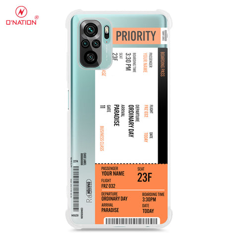 Xiaomi Redmi Note 10S Cover - Personalised Boarding Pass Ticket Series - 5 Designs - Clear Phone Case - Soft Silicon Borders