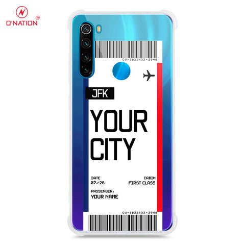 Xiaomi Redmi Note 8 Cover - Personalised Boarding Pass Ticket Series - 5 Designs - Clear Phone Case - Soft Silicon Borders