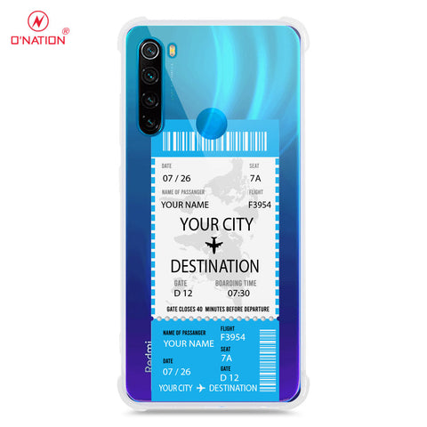 Xiaomi Redmi Note 8 Cover - Personalised Boarding Pass Ticket Series - 5 Designs - Clear Phone Case - Soft Silicon Borders