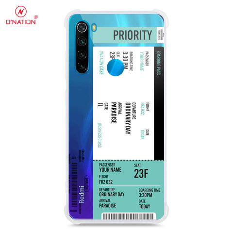 Xiaomi Redmi Note 8 Cover - Personalised Boarding Pass Ticket Series - 5 Designs - Clear Phone Case - Soft Silicon Borders