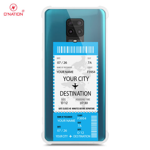 Xiaomi Redmi Note 9 Pro Cover - Personalised Boarding Pass Ticket Series - 5 Designs - Clear Phone Case - Soft Silicon Borders