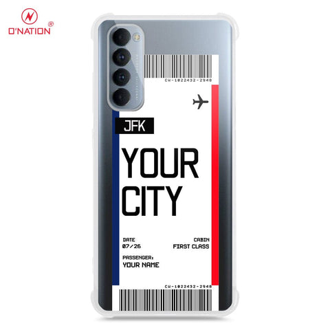 Oppo Reno 4 Pro Cover - Personalised Boarding Pass Ticket Series - 5 Designs - Clear Phone Case - Soft Silicon Borders