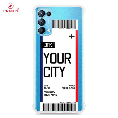 Oppo Reno 5 Pro 5G Cover - Personalised Boarding Pass Ticket Series - 5 Designs - Clear Phone Case - Soft Silicon Borders