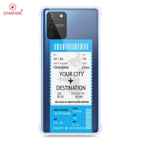 Samsung Galaxy S10 Lite Cover - Personalised Boarding Pass Ticket Series - 5 Designs - Clear Phone Case - Soft Silicon Borders