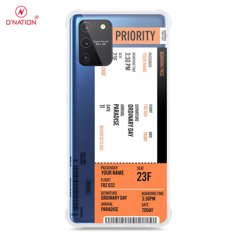 Samsung Galaxy S10 Lite Cover - Personalised Boarding Pass Ticket Series - 5 Designs - Clear Phone Case - Soft Silicon Borders