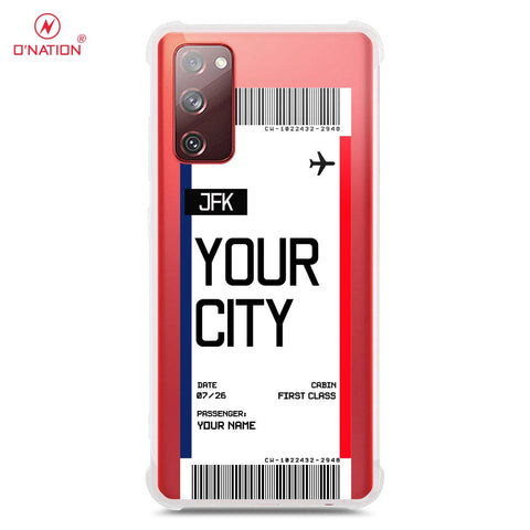 Samsung Galaxy S20 FE Cover - Personalised Boarding Pass Ticket Series - 5 Designs - Clear Phone Case - Soft Silicon Borders