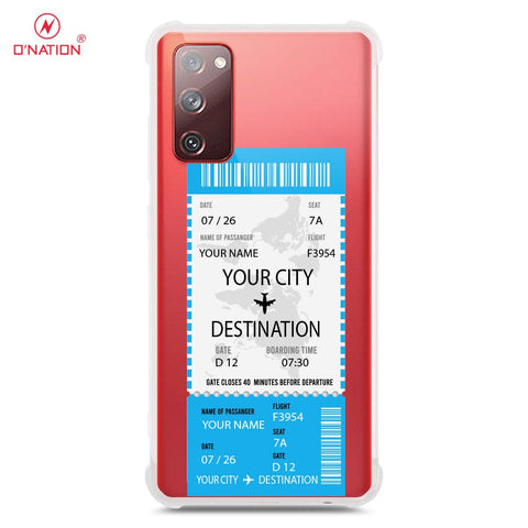 Samsung Galaxy S20 FE Cover - Personalised Boarding Pass Ticket Series - 5 Designs - Clear Phone Case - Soft Silicon Borders