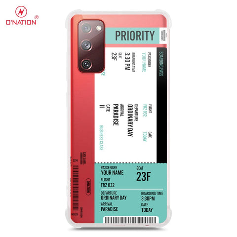 Samsung Galaxy S20 FE Cover - Personalised Boarding Pass Ticket Series - 5 Designs - Clear Phone Case - Soft Silicon Borders