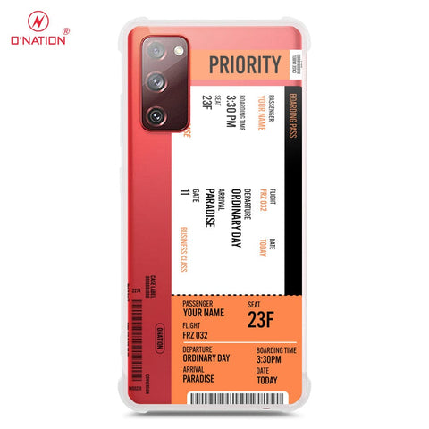 Samsung Galaxy S20 FE Cover - Personalised Boarding Pass Ticket Series - 5 Designs - Clear Phone Case - Soft Silicon Borders