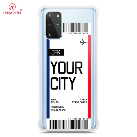 Samsung Galaxy S20 Plus Cover - Personalised Boarding Pass Ticket Series - 5 Designs - Clear Phone Case - Soft Silicon Borders