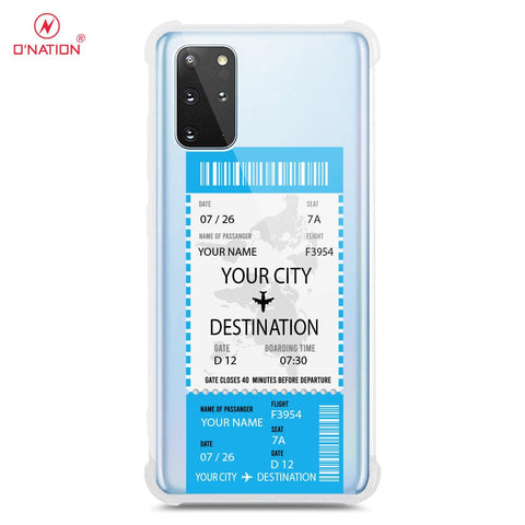 Samsung Galaxy S20 Plus Cover - Personalised Boarding Pass Ticket Series - 5 Designs - Clear Phone Case - Soft Silicon Borders