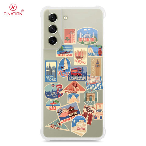 Samsung Galaxy S21 FE Cover - Personalised Boarding Pass Ticket Series - 5 Designs - Clear Phone Case - Soft Silicon Borders