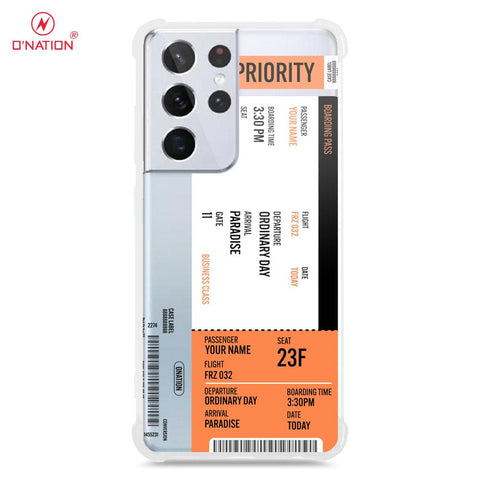 Samsung Galaxy S21 Ultra Cover - Personalised Boarding Pass Ticket Series - 5 Designs - Clear Phone Case - Soft Silicon Borders