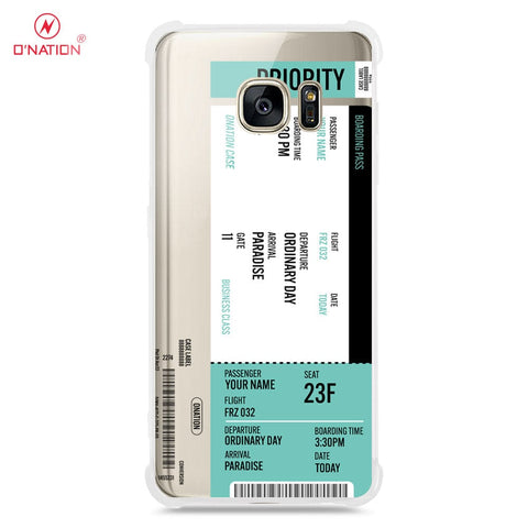 Samsung Galaxy S7 Cover - Personalised Boarding Pass Ticket Series - 5 Designs - Clear Phone Case - Soft Silicon Borders