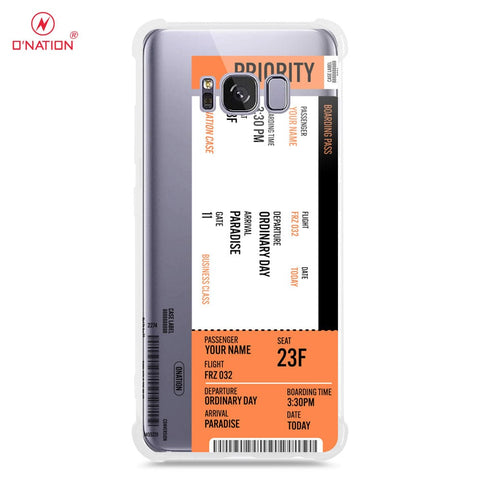 Samsung Galaxy S8 Cover - Personalised Boarding Pass Ticket Series - 5 Designs - Clear Phone Case - Soft Silicon Borders