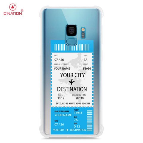 Samsung Galaxy S9 Cover - Personalised Boarding Pass Ticket Series - 5 Designs - Clear Phone Case - Soft Silicon Borders