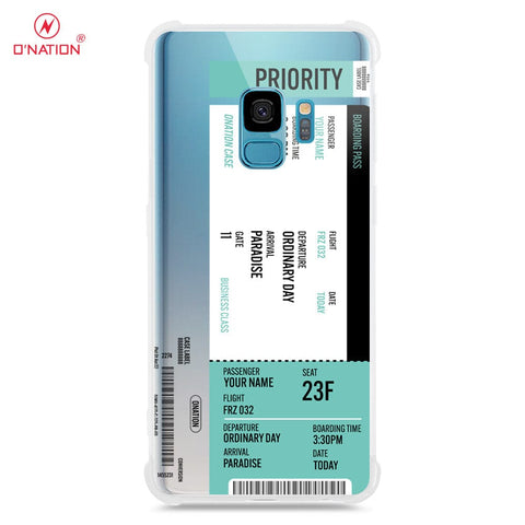 Samsung Galaxy S9 Cover - Personalised Boarding Pass Ticket Series - 5 Designs - Clear Phone Case - Soft Silicon Borders