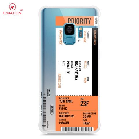 Samsung Galaxy S9 Cover - Personalised Boarding Pass Ticket Series - 5 Designs - Clear Phone Case - Soft Silicon Borders