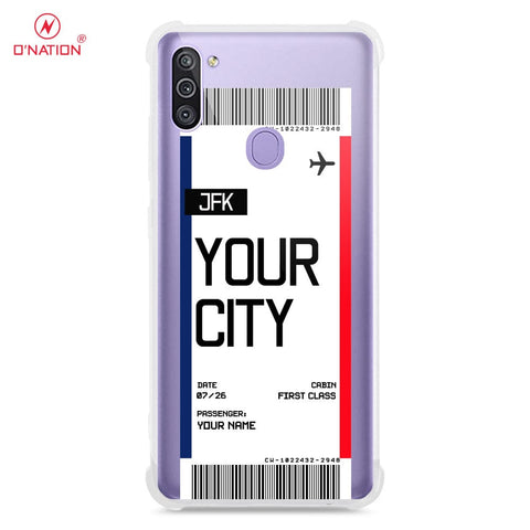 Samsung Galaxy A11 Cover - Personalised Boarding Pass Ticket Series - 5 Designs - Clear Phone Case - Soft Silicon Borders