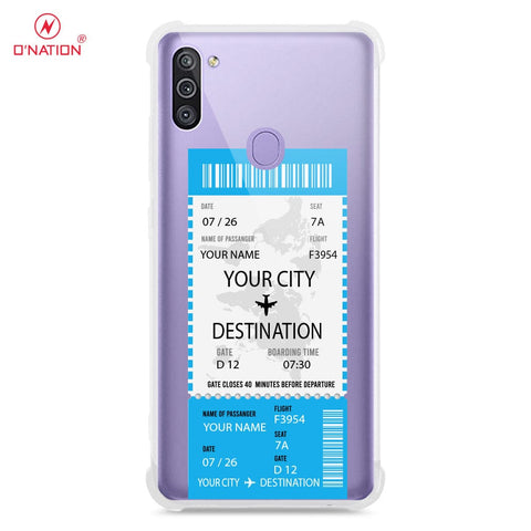 Samsung Galaxy A11 Cover - Personalised Boarding Pass Ticket Series - 5 Designs - Clear Phone Case - Soft Silicon Borders