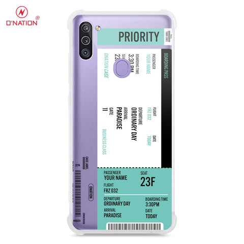 Samsung Galaxy A11 Cover - Personalised Boarding Pass Ticket Series - 5 Designs - Clear Phone Case - Soft Silicon Borders