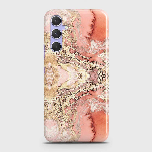 Samsung Galaxy A34 5G Cover - Trendy Chic Rose Gold Marble Printed Hard Case with Life Time Colors Guarantee