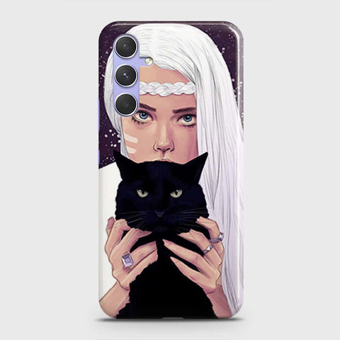 Samsung Galaxy A34 5G Cover - Trendy Wild Black Cat Printed Hard Case with Life Time Colors Guarantee