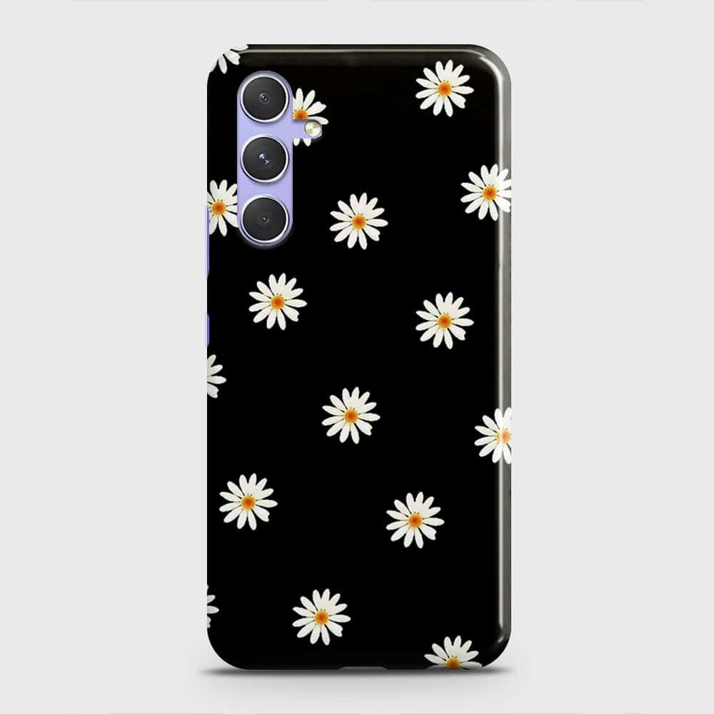Samsung Galaxy A34 5G Cover - White Bloom Flowers with Black Background Printed Hard Case with Life Time Colors Guarantee