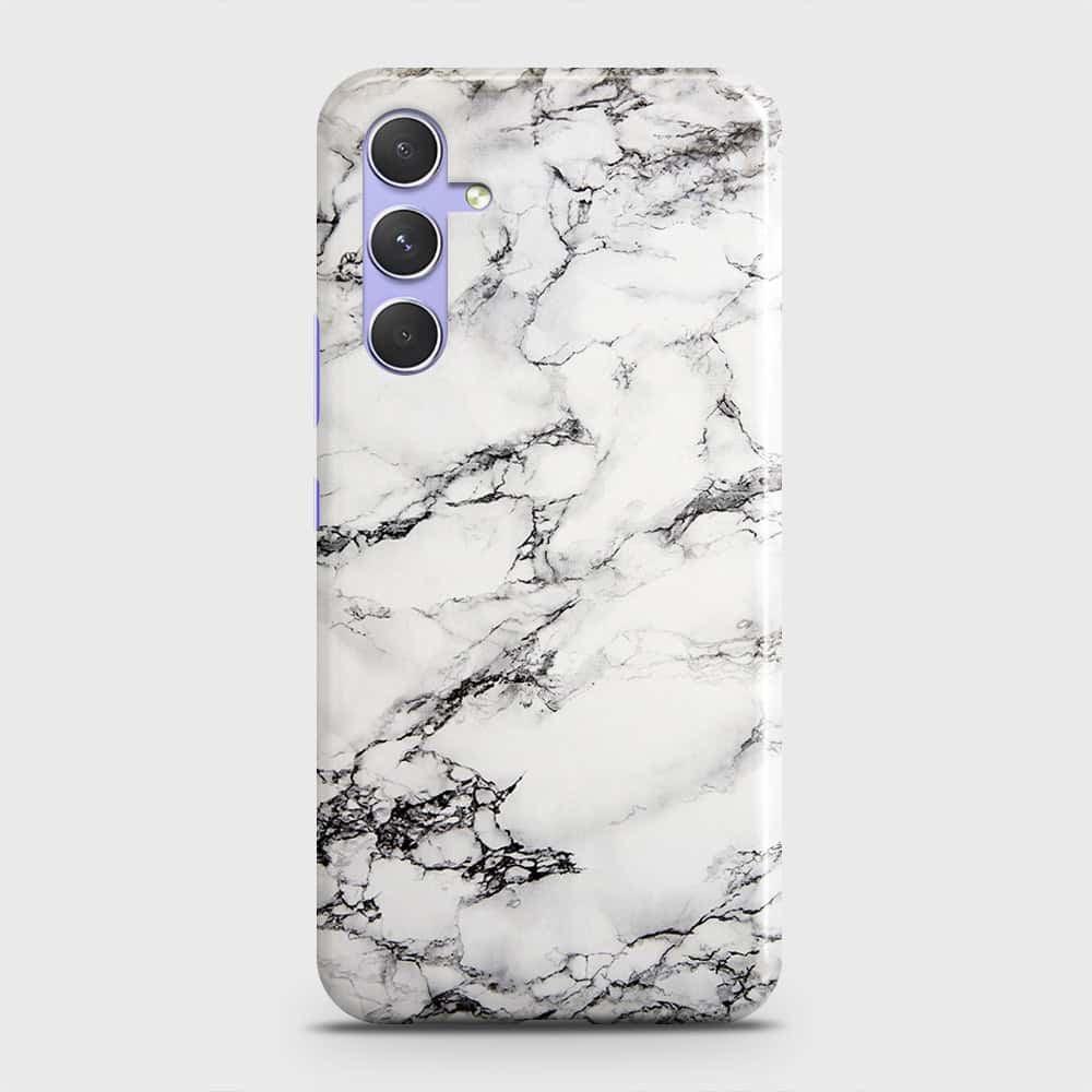 Samsung Galaxy A34 5G Cover - Trendy White Floor Marble Printed Hard Case with Life Time Colors Guarantee