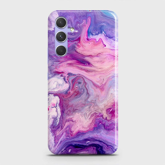 Samsung Galaxy A34 5G Cover - Chic Blue Liquid Marble Printed Hard Case with Life Time Colors Guarantee