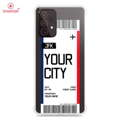 Samsung Galaxy A52 Cover - Personalised Boarding Pass Ticket Series - 5 Designs - Clear Phone Case - Soft Silicon Borders