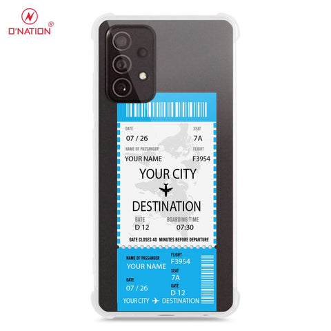 Samsung Galaxy A52 Cover - Personalised Boarding Pass Ticket Series - 5 Designs - Clear Phone Case - Soft Silicon Borders