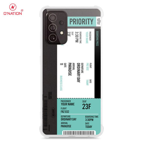 Samsung Galaxy A52 Cover - Personalised Boarding Pass Ticket Series - 5 Designs - Clear Phone Case - Soft Silicon Borders