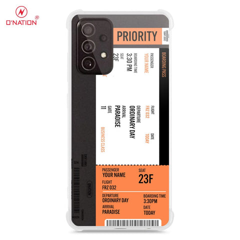 Samsung Galaxy A52 Cover - Personalised Boarding Pass Ticket Series - 5 Designs - Clear Phone Case - Soft Silicon Borders