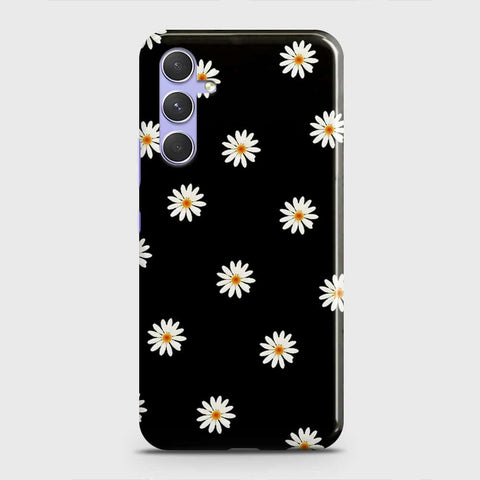 Samsung Galaxy A54 5G Cover - White Bloom Flowers with Black Background Printed Hard Case with Life Time Colors Guarantee