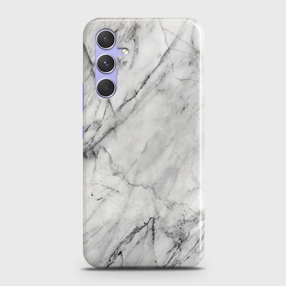 Samsung Galaxy A54 5G Cover - Trendy White Marble Printed Hard Case with Life Time Colors Guarantee