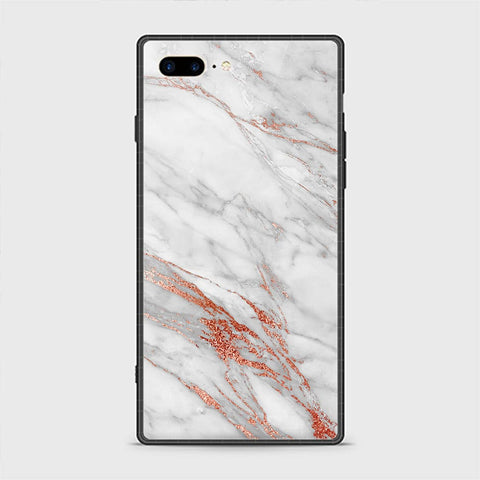 iPhone 8 Plus Cover - White Marble Series - HQ Ultra Shine Premium Infinity Glass Soft Silicon Borders Casee