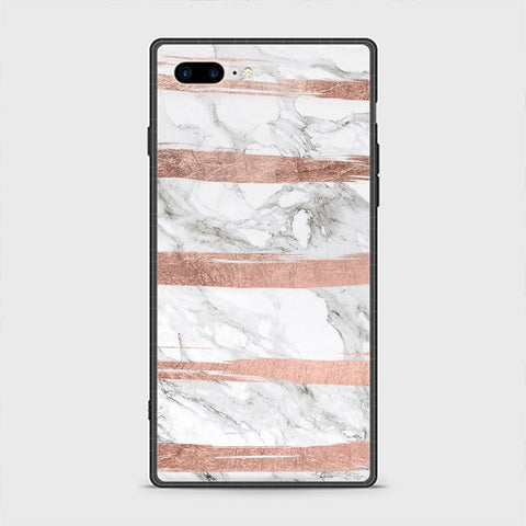 iPhone 8 Plus Cover - White Marble Series - HQ Ultra Shine Premium Infinity Glass Soft Silicon Borders Casee