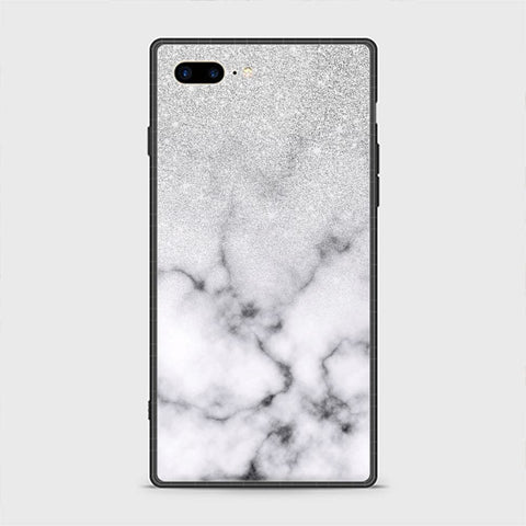 iPhone 8 Plus Cover - White Marble Series - HQ Ultra Shine Premium Infinity Glass Soft Silicon Borders Casee