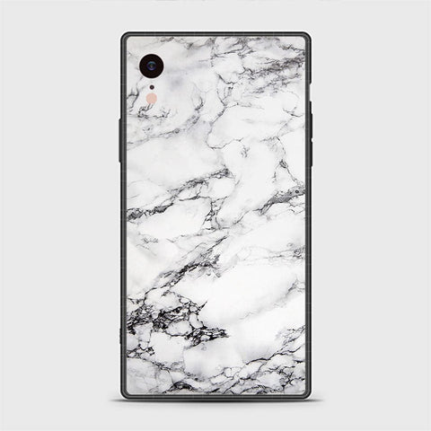 iPhone XR Cover - White Marble Series - HQ Ultra Shine Premium Infinity Glass Soft Silicon Borders Casee