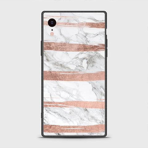 iPhone XR Cover - White Marble Series - HQ Ultra Shine Premium Infinity Glass Soft Silicon Borders Casee