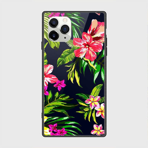 iPhone 11 Pro Max Cover - Floral Series - HQ Ultra Shine Premium Infinity Glass Soft Silicon Borders Casee