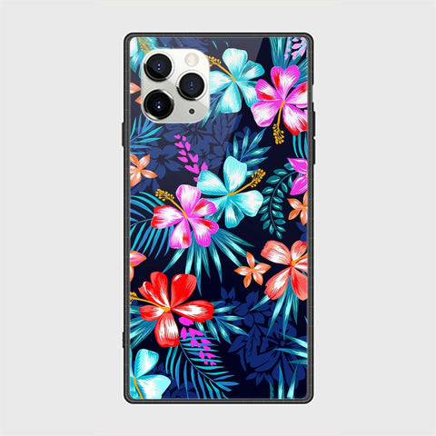 iPhone 11 Pro Max Cover - Floral Series - HQ Ultra Shine Premium Infinity Glass Soft Silicon Borders Casee