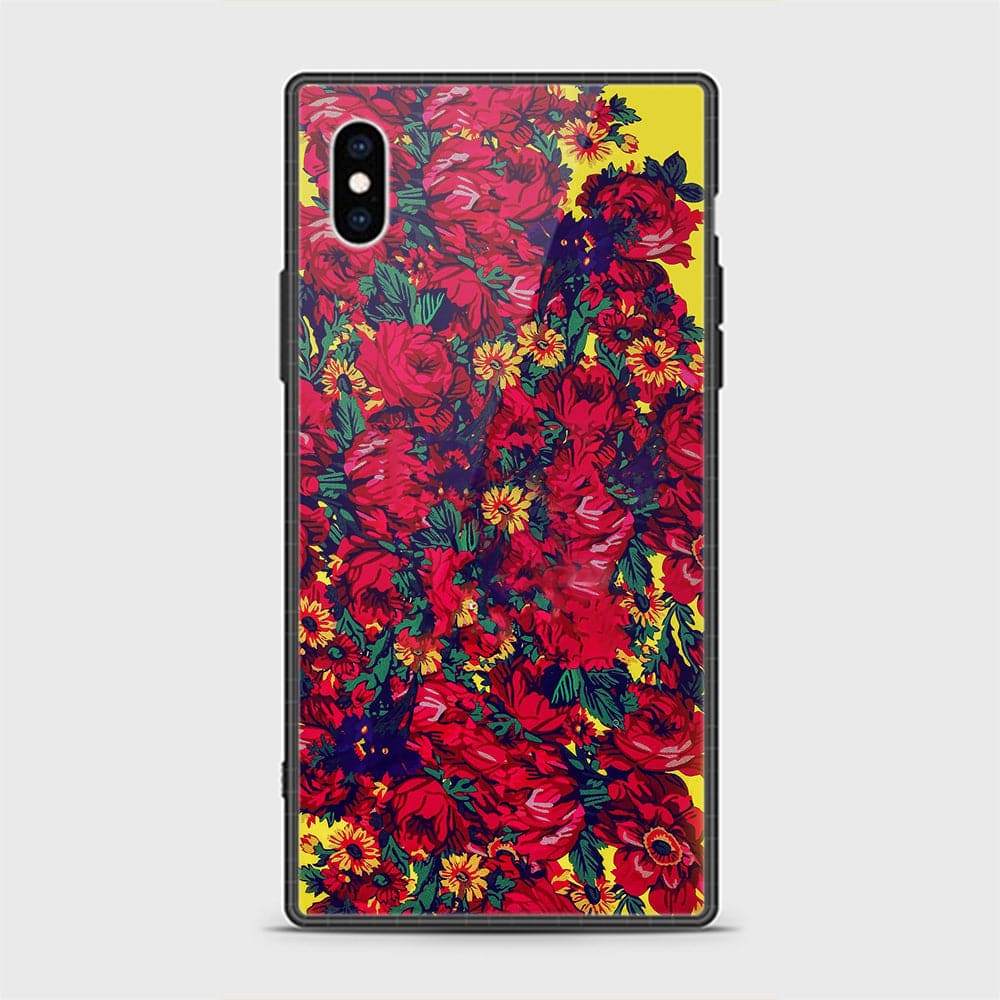 iPhone X Cover - Floral Series - HQ Ultra Shine Premium Infinity Glass Soft Silicon Borders Casee