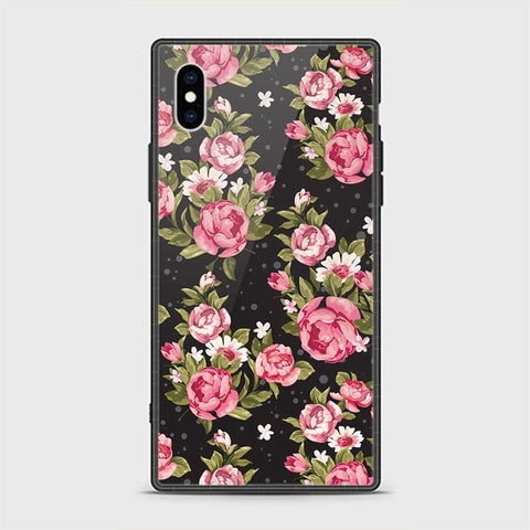 iPhone X Cover - Floral Series - HQ Ultra Shine Premium Infinity Glass Soft Silicon Borders Casee