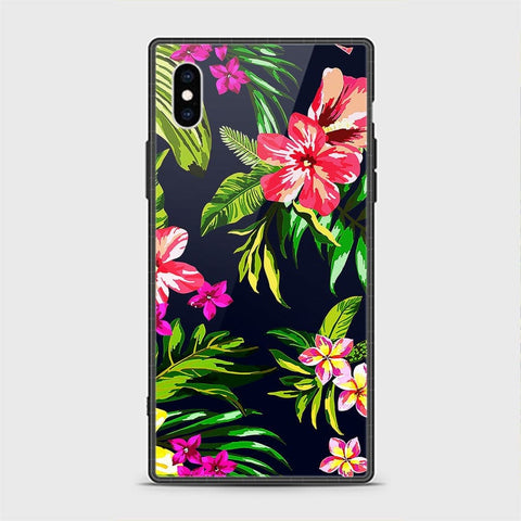 iPhone X Cover - Floral Series - HQ Ultra Shine Premium Infinity Glass Soft Silicon Borders Casee