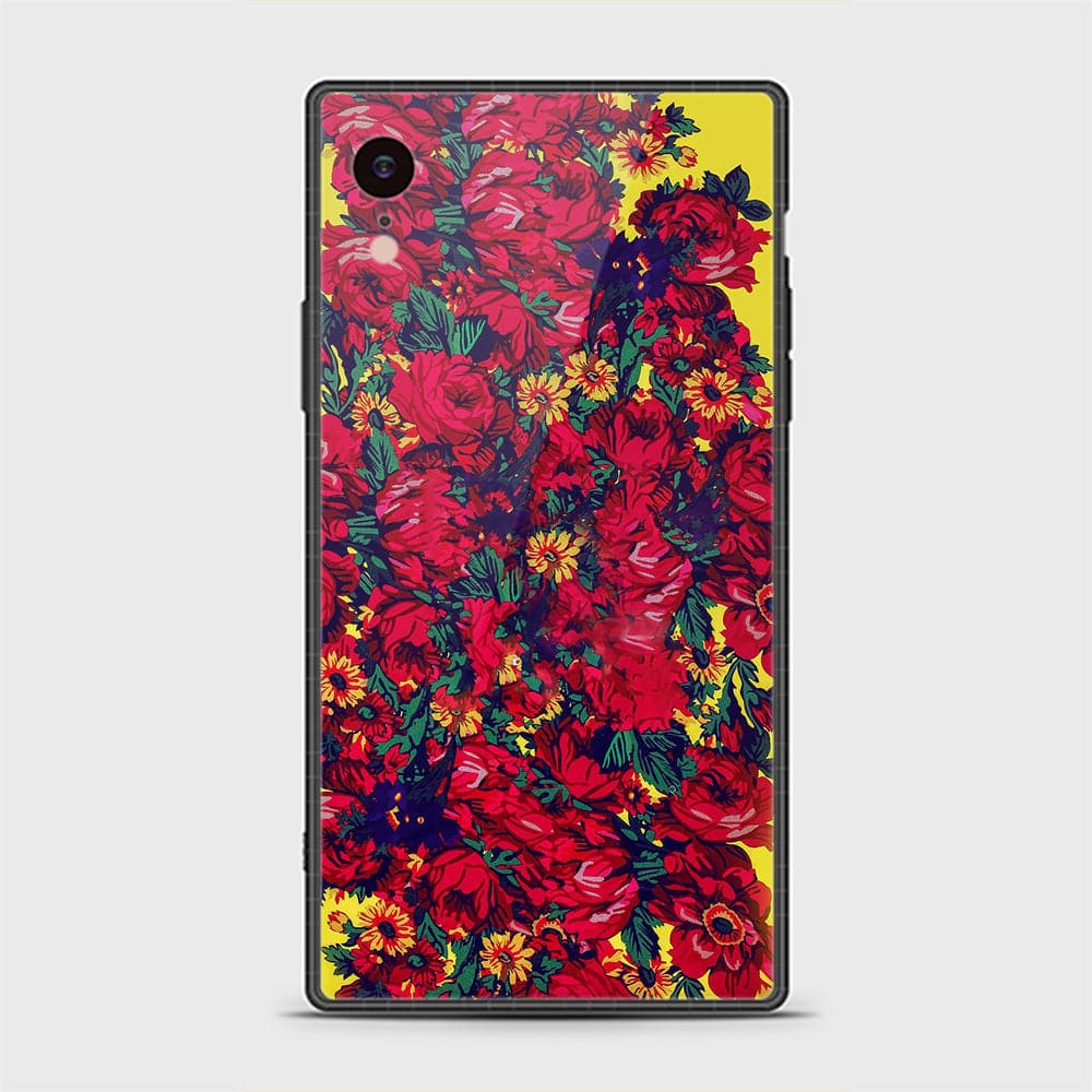 iPhone XR Cover - Floral Series - HQ Ultra Shine Premium Infinity Glass Soft Silicon Borders Casee