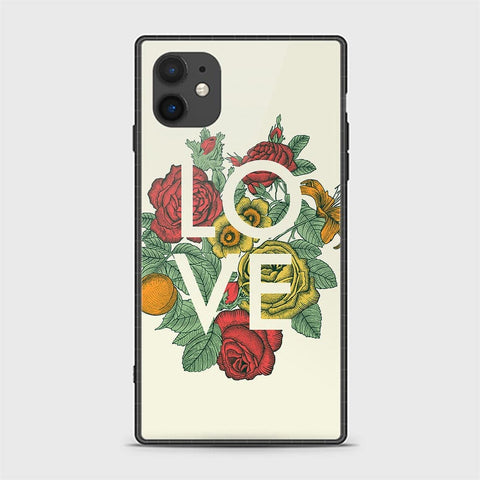 iPhone 11 Cover - Floral Series 2 - HQ Ultra Shine Premium Infinity Glass Soft Silicon Borders Casee