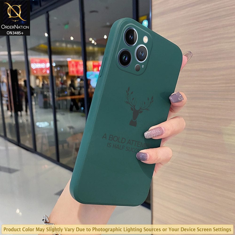 iPhone 13 Pro Cover - Dark Green - ONation Bold Series - HQ Liquid Silicone Elegant Colors Camera Protection Soft Case ( Fast Delivery ) (H)