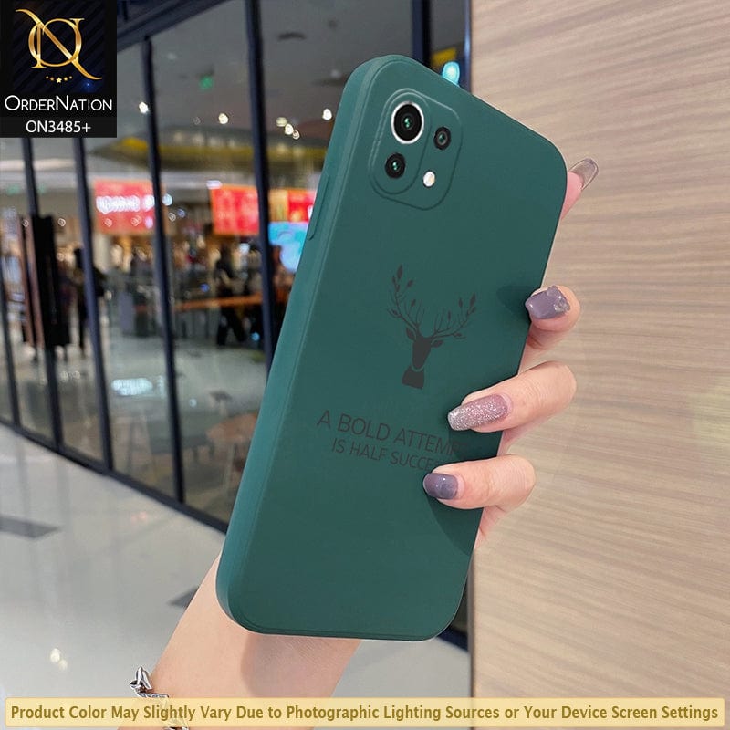 Xiaomi Mi 11 Lite Cover - Dark Green - ONation Bold Series - HQ Liquid Silicone Elegant Colors Camera Protection Soft Case ( Fast Delivery )